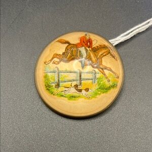 Equestrian Themed Round Brooch Vintage